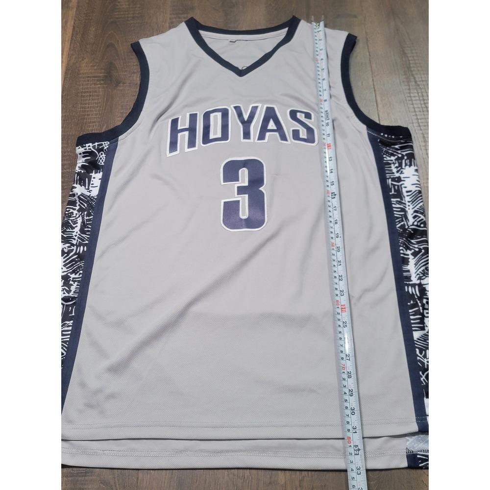 Georgetown Hoyas Allen Iverson 3 Basketball Jersey Grey Navy Blue Mens XXL